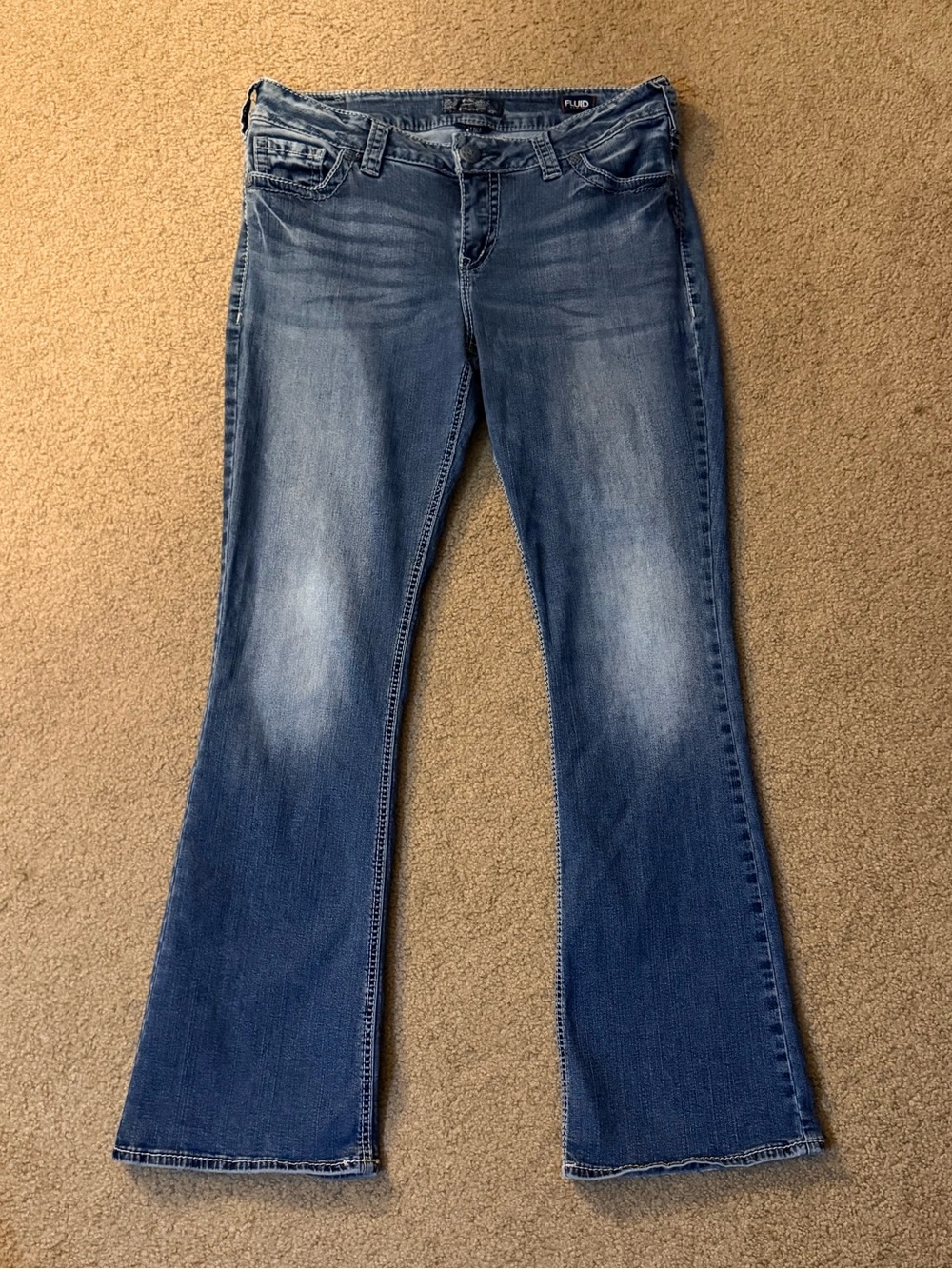 Silver Suki Blue Fluid Denim Jeans with Light Whiskering